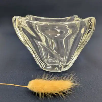 Seau à biscuits vintage en verre transparent ciselé avec couvercle et anse en métal argenté