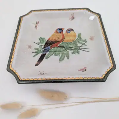 Vide-poche vintage Wong Lee en céramique chinoise, vue légèrement inclinée du dessus