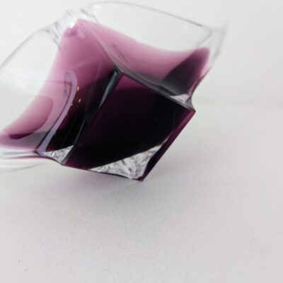 Coupe en cristal taillé violet améthyste centre de table vintage Villa Brieg décoration luxe