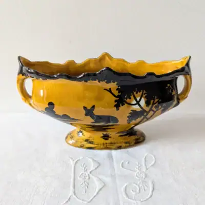 coupe orchies ancienne tons moutarde decor art nouveau
