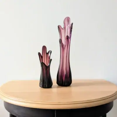 paire de vases en verre souffle vintage parme villa brieg