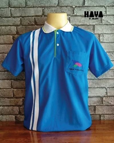 งานสั่งตัดเสื้อโปโล สีฟ้า