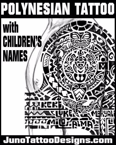 polynesian tattoo with kid names