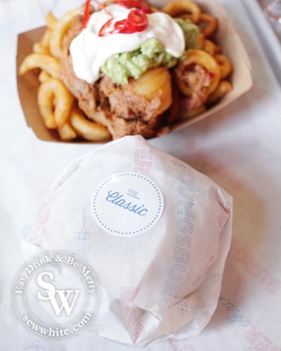 The Loft Wimbledon burger shack chips with pulled pork