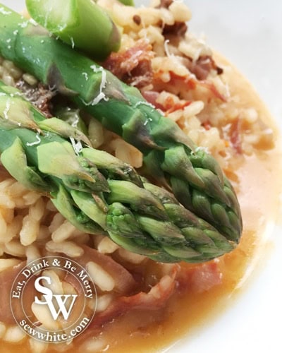 Sew White Seasonal Asparagus and Chorizo Risotto