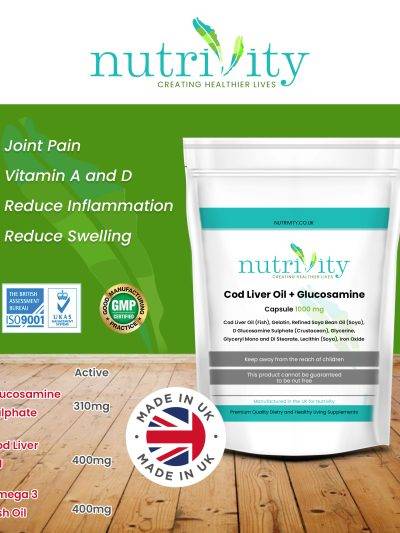 Cod Liver oil & Glucosamine 1000mg Soft Gels Joint Health Joint Care Immune System Bones Muscle Function