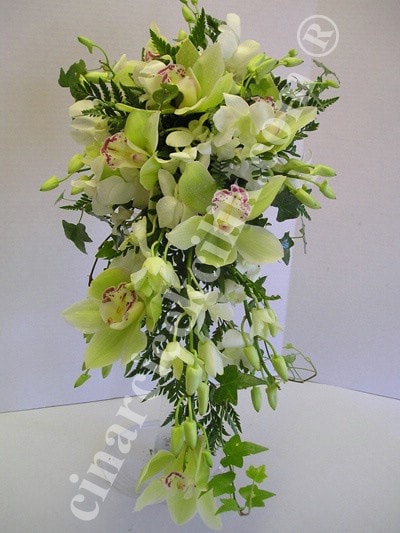 Gelin Buketi Yeşil Orkide Sarkmalı