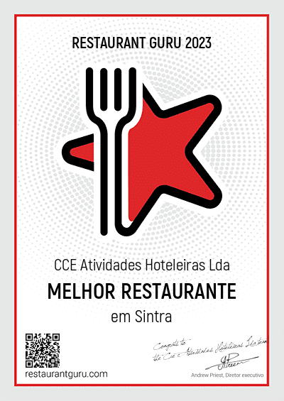 Certificado Restaurant Guru 2023 - Melhor Restaurante em Sintra, atribuído ao COMO Restaurante