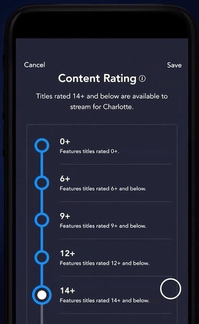 Content Ratings Feature on Disney Plus Kids Profile
