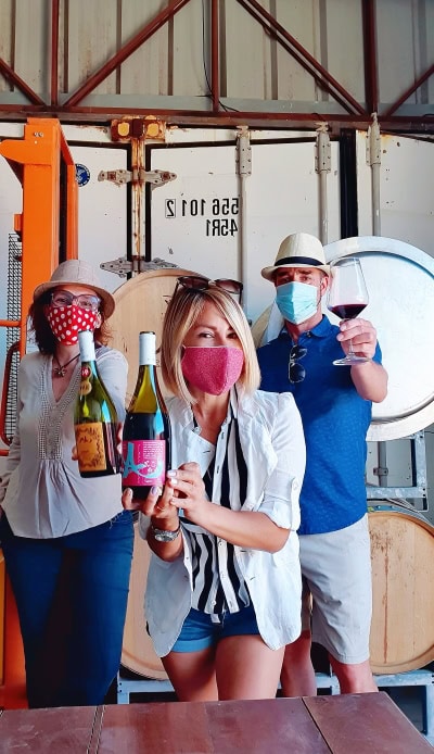 Gary and Malka with Angela of Attilio and Mochi winery