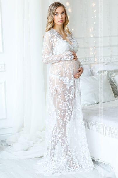 Белый длинный кружевной пеньюар — изображение 3