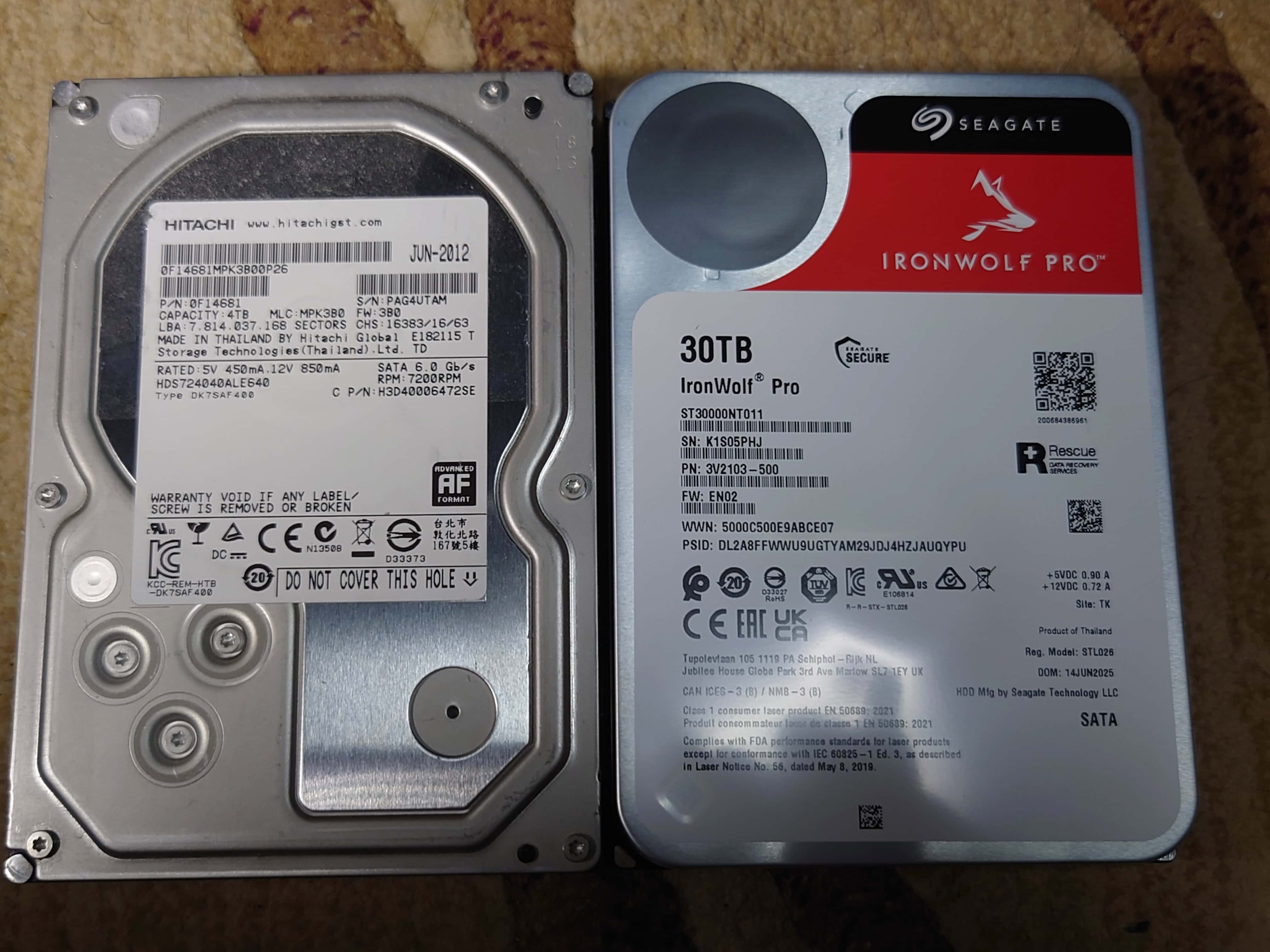 2012年の4TBのHDDとの比較