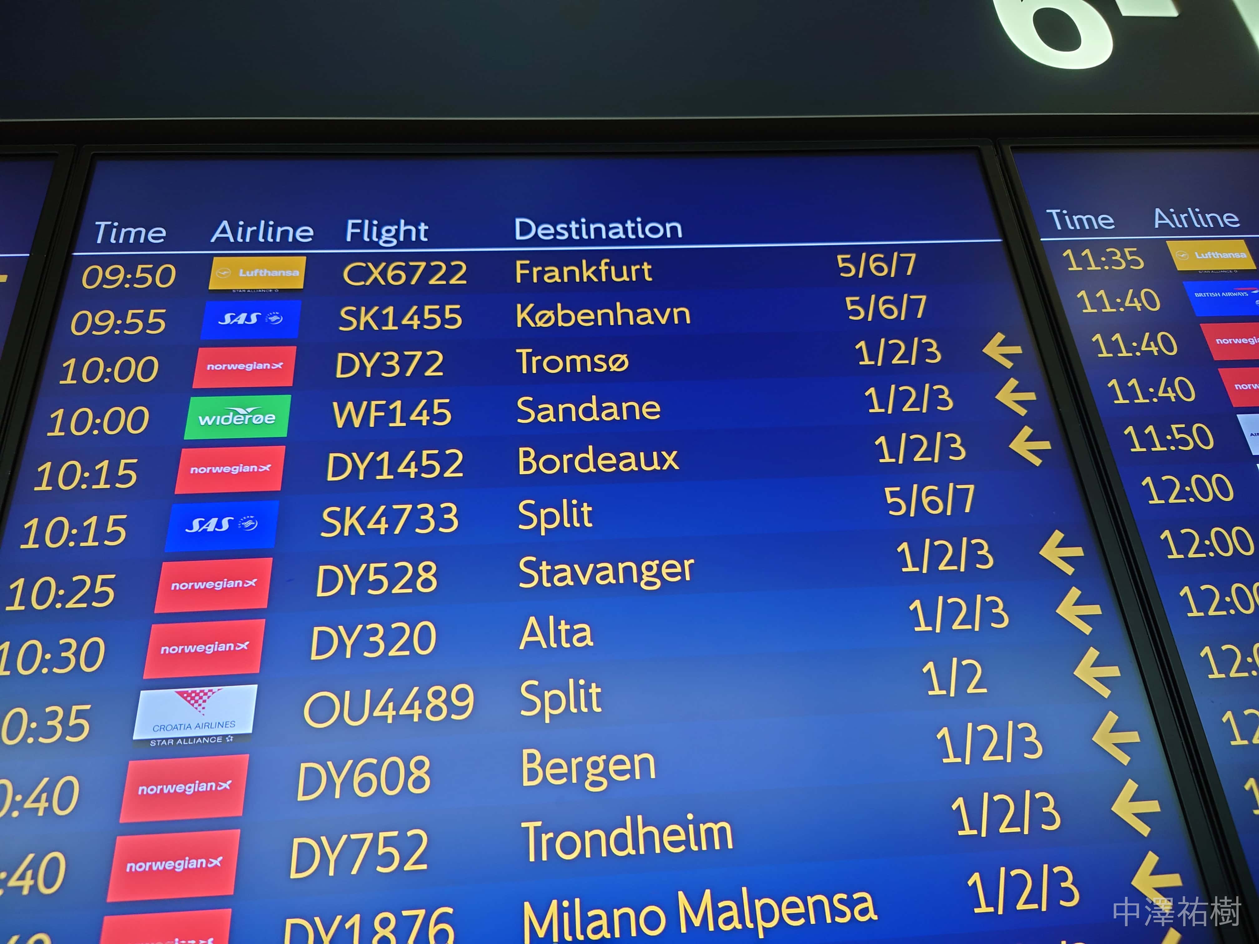 ノルウェー各地に飛行機が飛んでいる