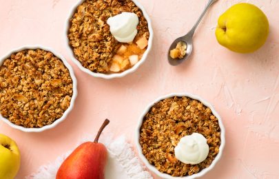Crumble de marmelo e pera