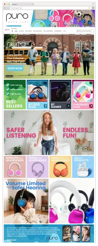 Amazon Brand Store example Puro Sound Labs