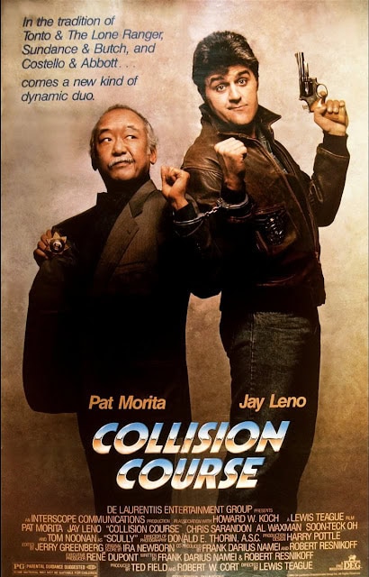 The original theatrical one-sheet for the never theatrically released Jay Leno/Pat Morita movie Collision Course.