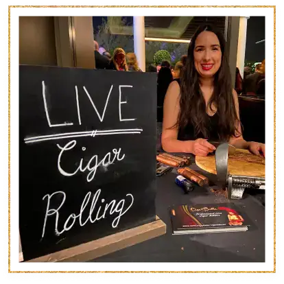 Live cigar roller demonstrations where customers can purchase premium cigars.