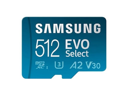 Samsung EVO Select 512 GB - Tarjeta de memoria microSD + adaptador Clase 10