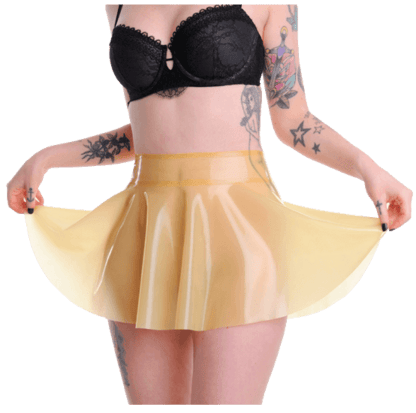 Transparent latex skater-style skirt