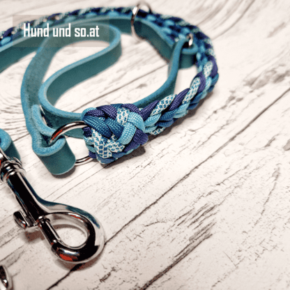 Paracord Leder Leine Petrol