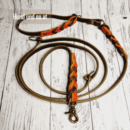 Leder-Retrieverleine Olive/Orange