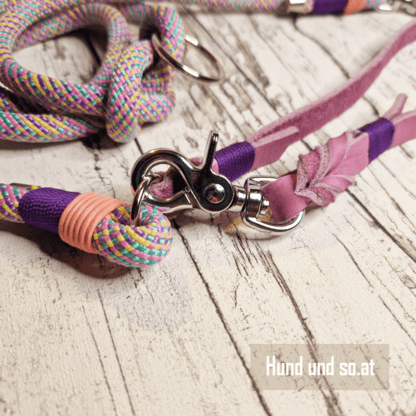 Hundeleine Leder-Seil Pastell Flieder – Bild 2