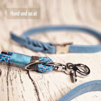 Hundeleine Halsband Set Seil Leder Atlantis