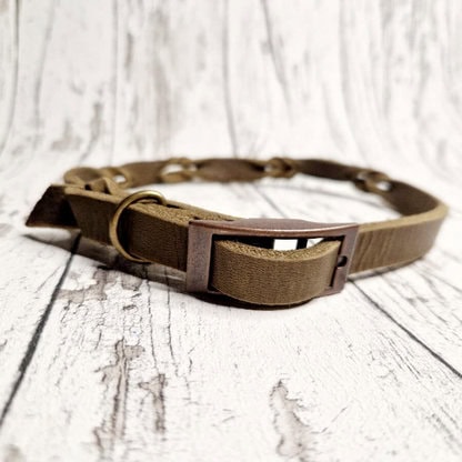 Halsband Leder Olive