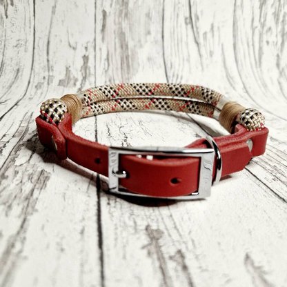 Halsband Seil Leder London Rot