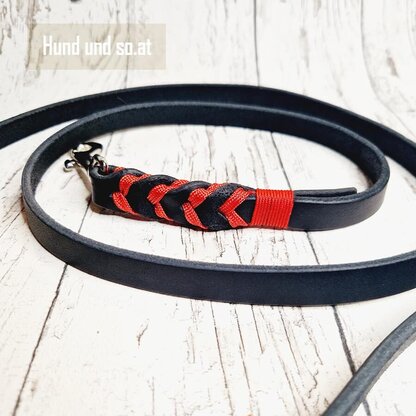 Hundeleine Leder Schwarz Rot