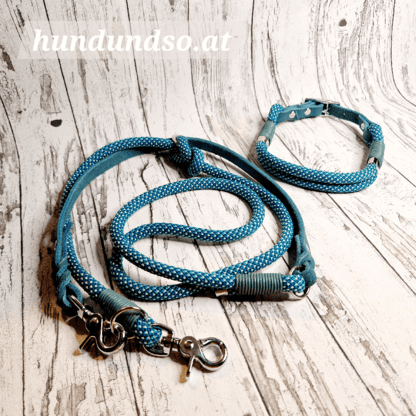 Hundeleine Halsband Set Seil Leder Diamond