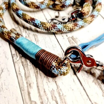 Hundeleine Leder-Seil Tundra Eisblau Braun – Bild 2