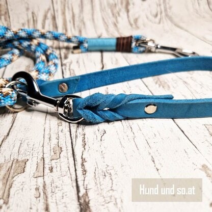 Hundeleine Leder-Seil Whirlpool Türkis