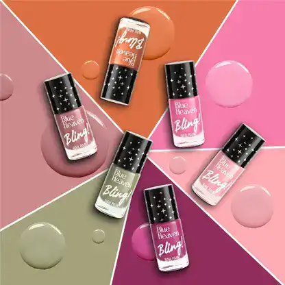 BLUE HEAVEN Bling Nail Paint Colour six shades