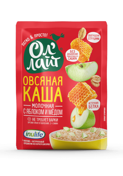 Каша овсяная молочная с яблоком и медом Ол'лайт 40 г