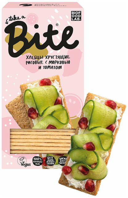 Хлебцы хрустящие рисовые с морковью и томатом Bite 150 г
