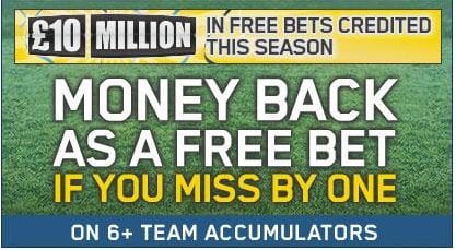 Stake Money Back at William Hill if ONE team lets you down