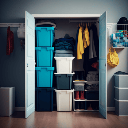 rubbermaid bin storage in closet