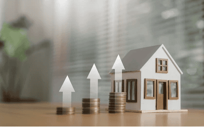 Home loan financing concept with house and rising loan ceiling