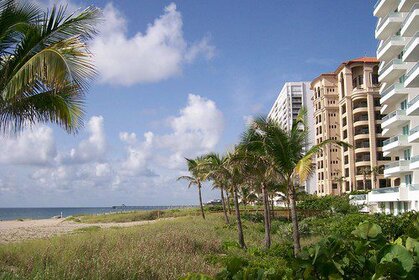 A beach in Boca Raton, Florida with buildings
