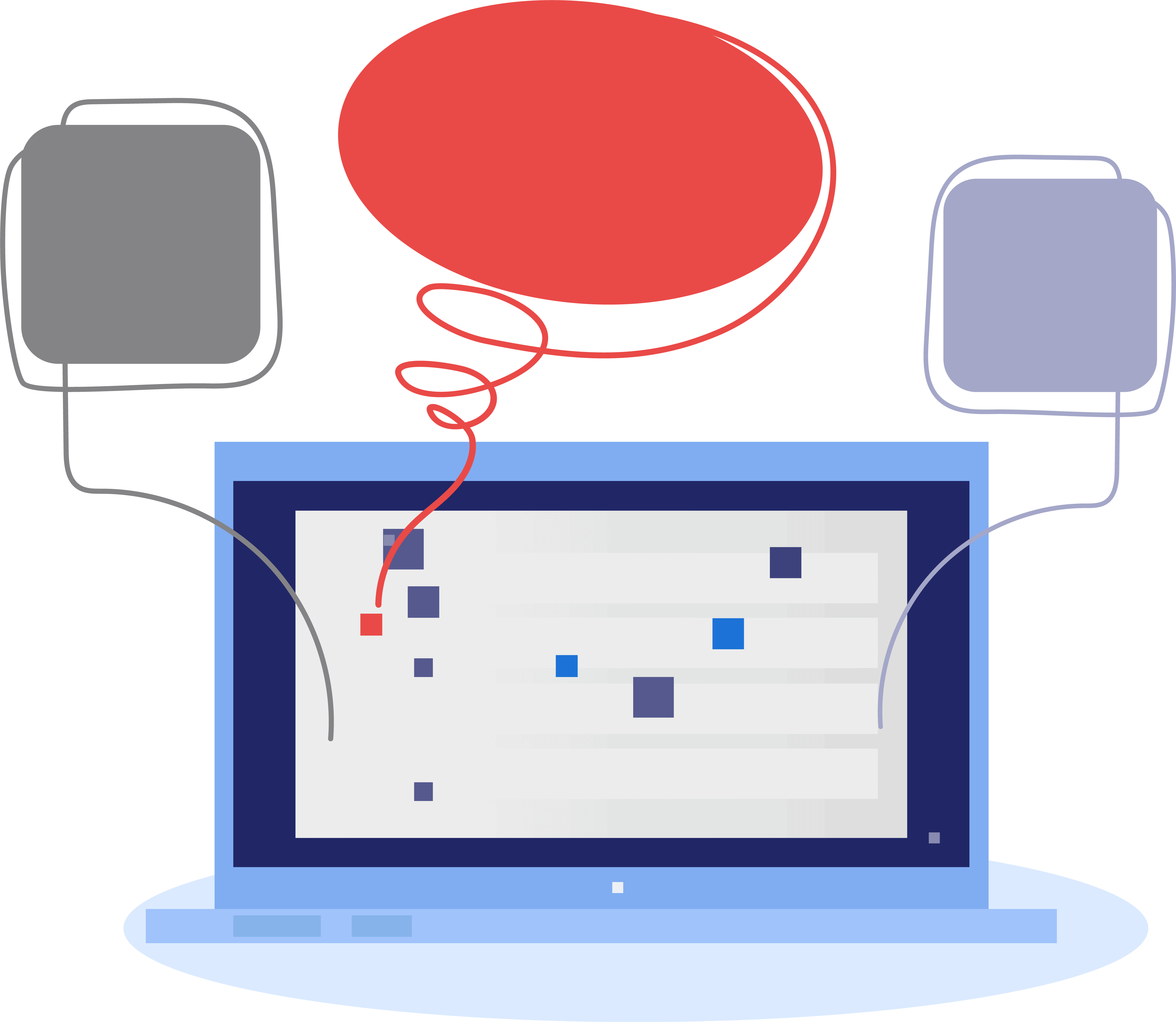 laptop-report An illustration of an open laptop showing messages