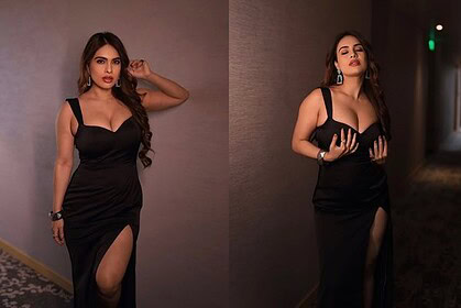 Neha Malik Black Dress 