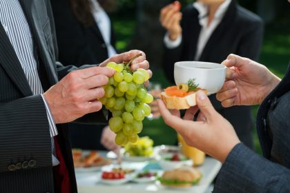 Lunch break in a company Lunch break with healthy food in a company