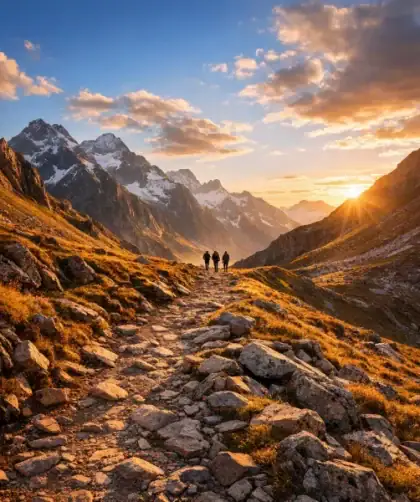 Sentier de montagne pyrénéen traversant les cols vers l'Espagne sur les traces des passeurs de la Seconde Guerre mondiale.