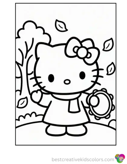 Tap Tap Tap Goes Hello Kitty and Her Tambourine on a Crisp Fall Day