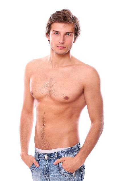 handsome boy having a gynecomastia