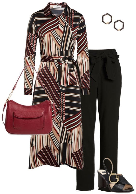 shirt dress and narrow leg pants | 40plusstyle.com