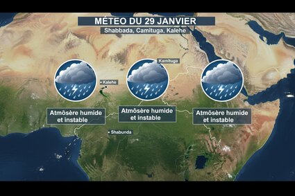 Météo du 29 janvier : Atmosphère humide et instable à Shabunda, Kamituga, Kalehe