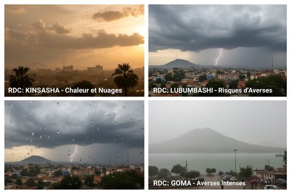 RDC : chaleur, nuages et risques d’averses dans plusieurs villes