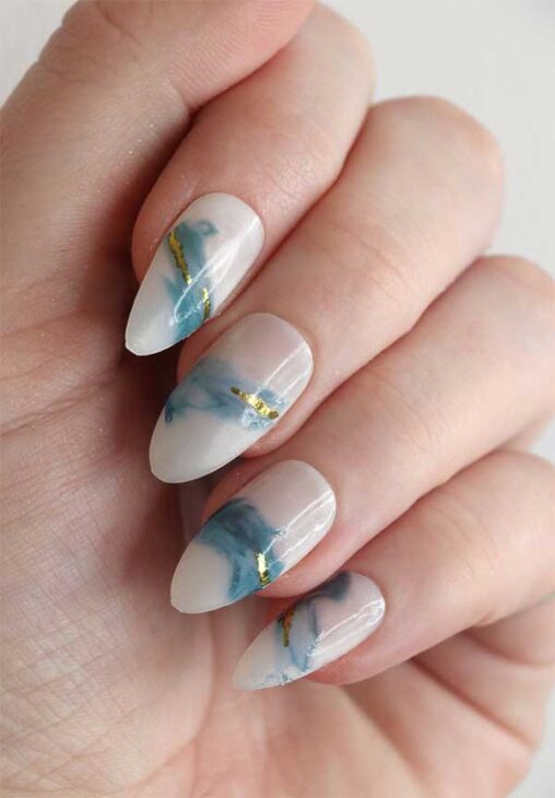 blue and gold nails